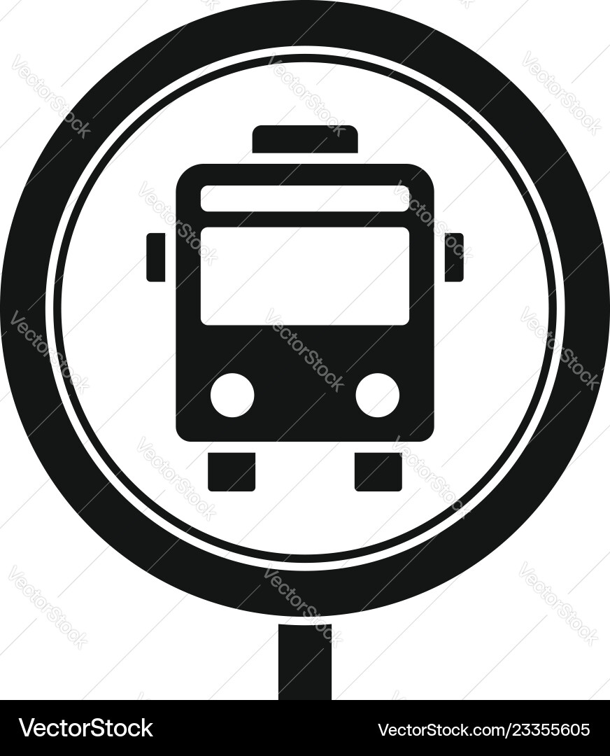 Circle bus stop sign icon simple style vector image