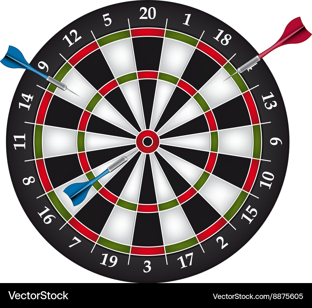 Dartboard with Two Darts Vector Image