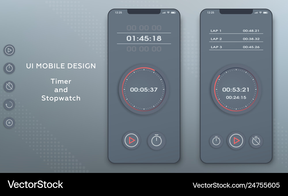 Digital Clock & Timer UI vector image