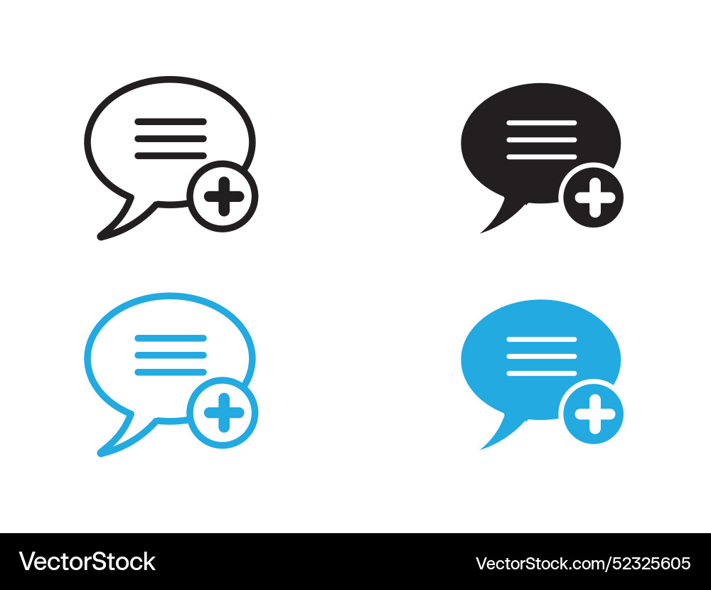 Fügen Sie Chat-Symbol schwarz und weiß Umrisszeichen Fügen Sie Chat-Symbol schwarz und weiß Umrisszeichen Vektorbild