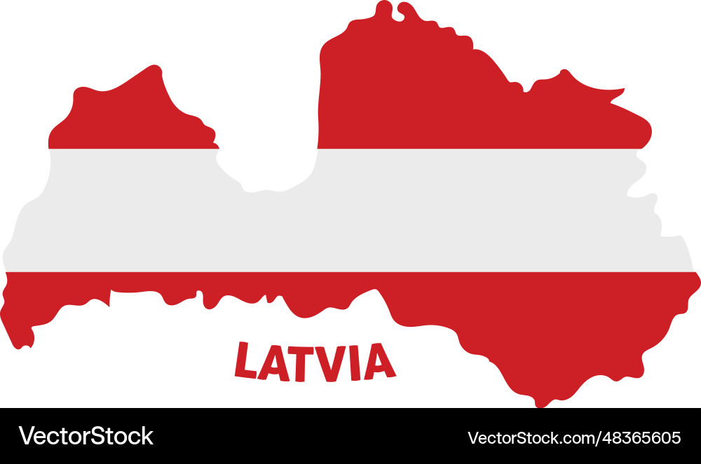 Isolated colored map of latvia with its flag Vector Image