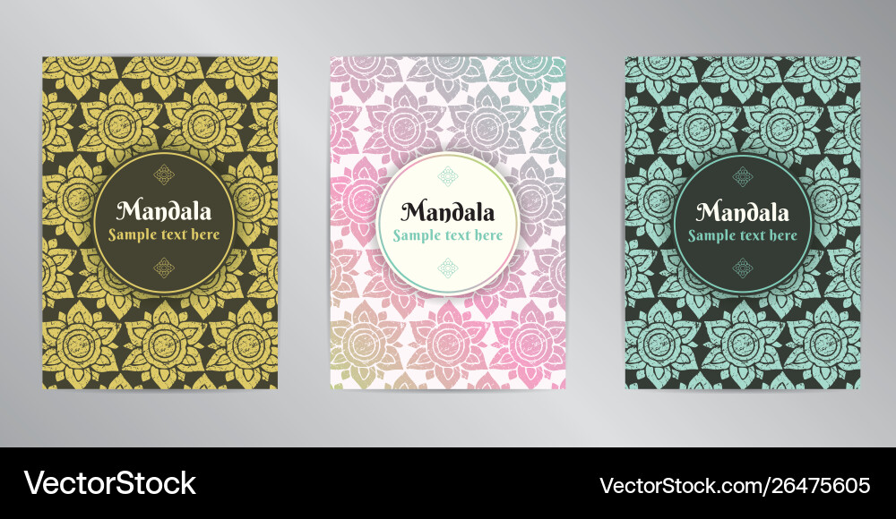 Mandala pattern decorative design background set Mandala pattern decorative design background set vector image