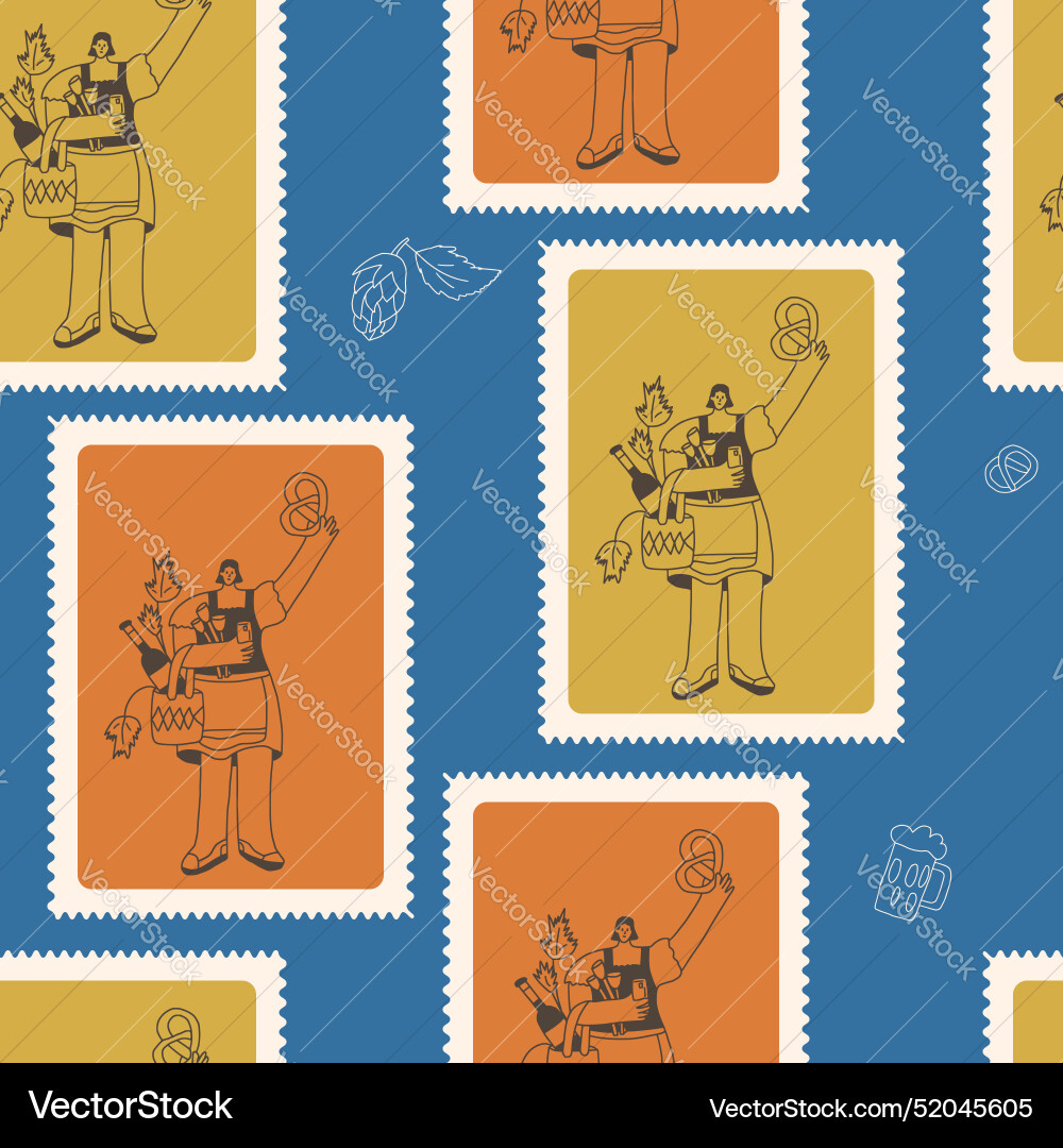 Oktoberfest checked seamless pattern character Oktoberfest checked seamless pattern character vector image