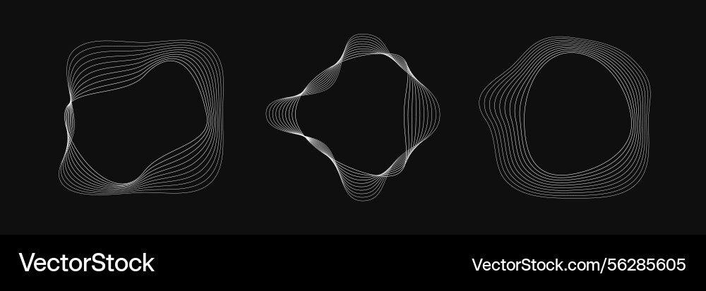 Set of round curved frames with dynamic wavy Set of round curved frames with dynamic wavy vector image
