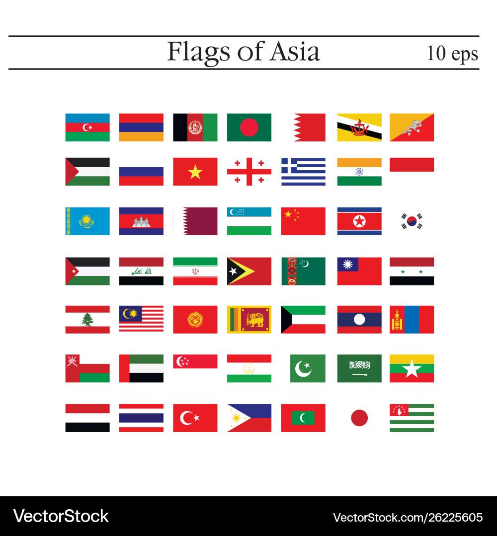 Set world flags round badges asia 10 eps Vector Image