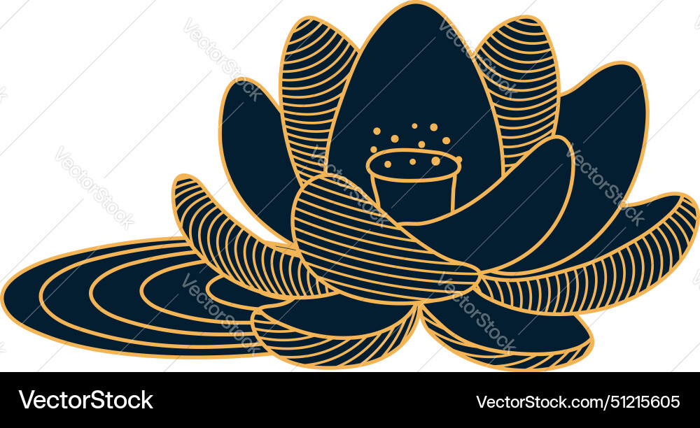 Traditional asian lotus flower with leaf line art Traditional asian lotus flower with leaf line art vector image