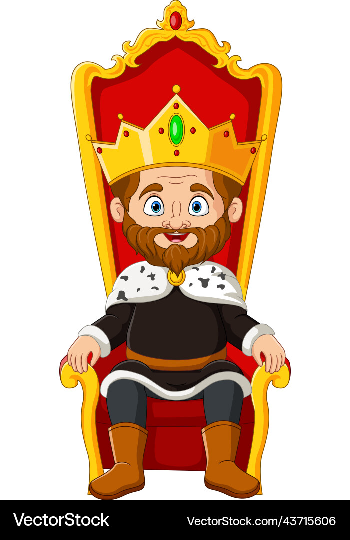 Cartoon king sitting on the throne Royalty Free Vector Image