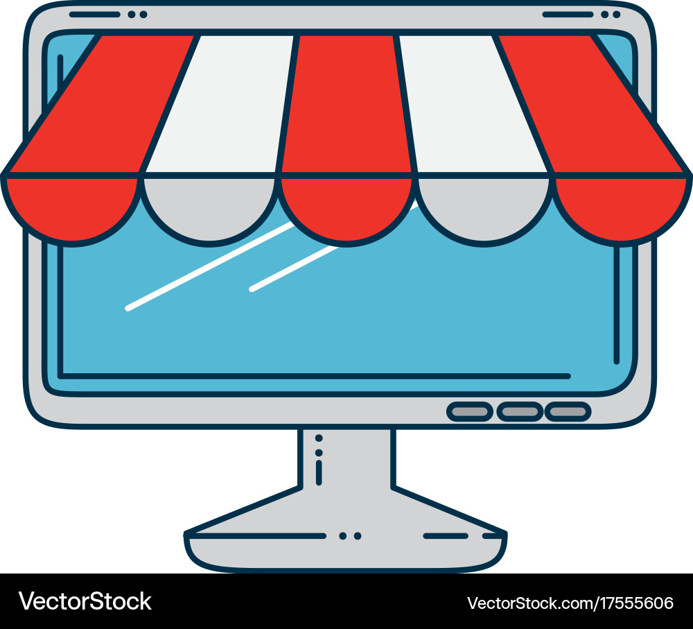 Computer display with parasol Vector Image