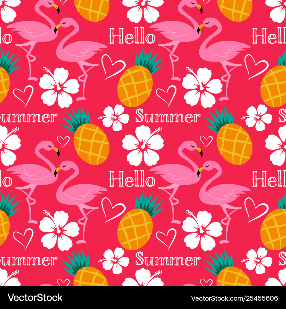 Hello summer seamless pattern with flamingo Hello summer seamless pattern with flamingo vector image