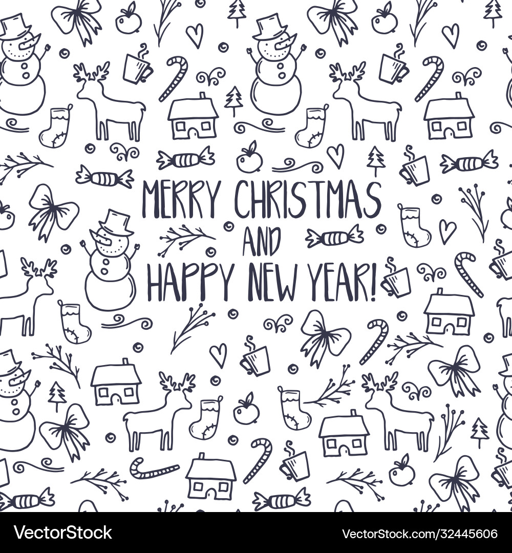 Merry Christmas Winter Pattern Vector Image