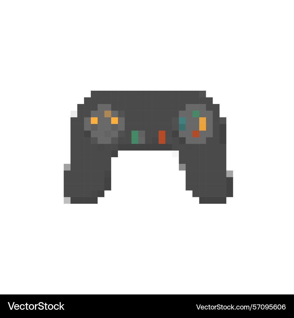 Mosaic style pixel art game controller icon vector image