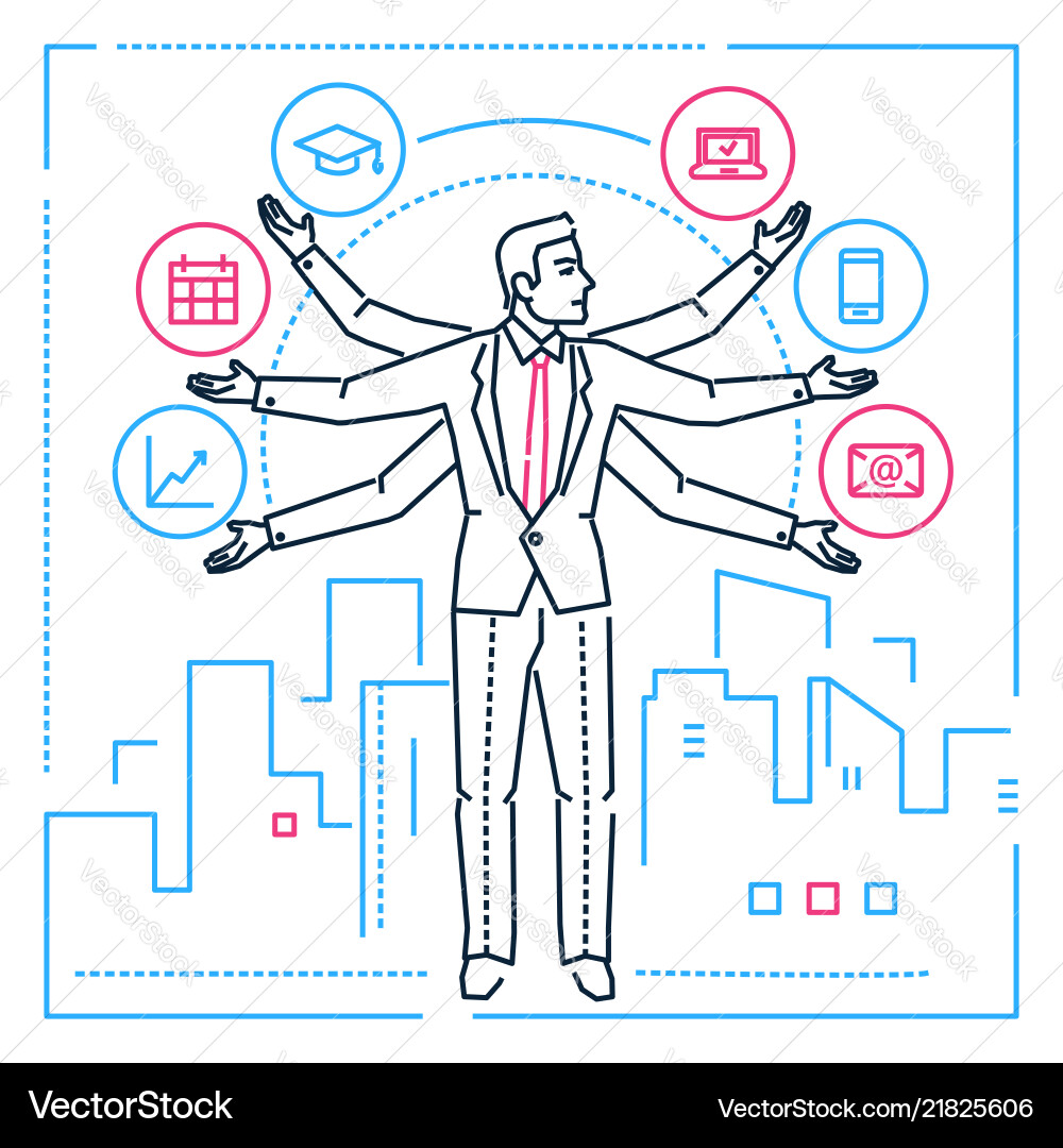 Multitasking - line design style Multitasking - line design style vector image