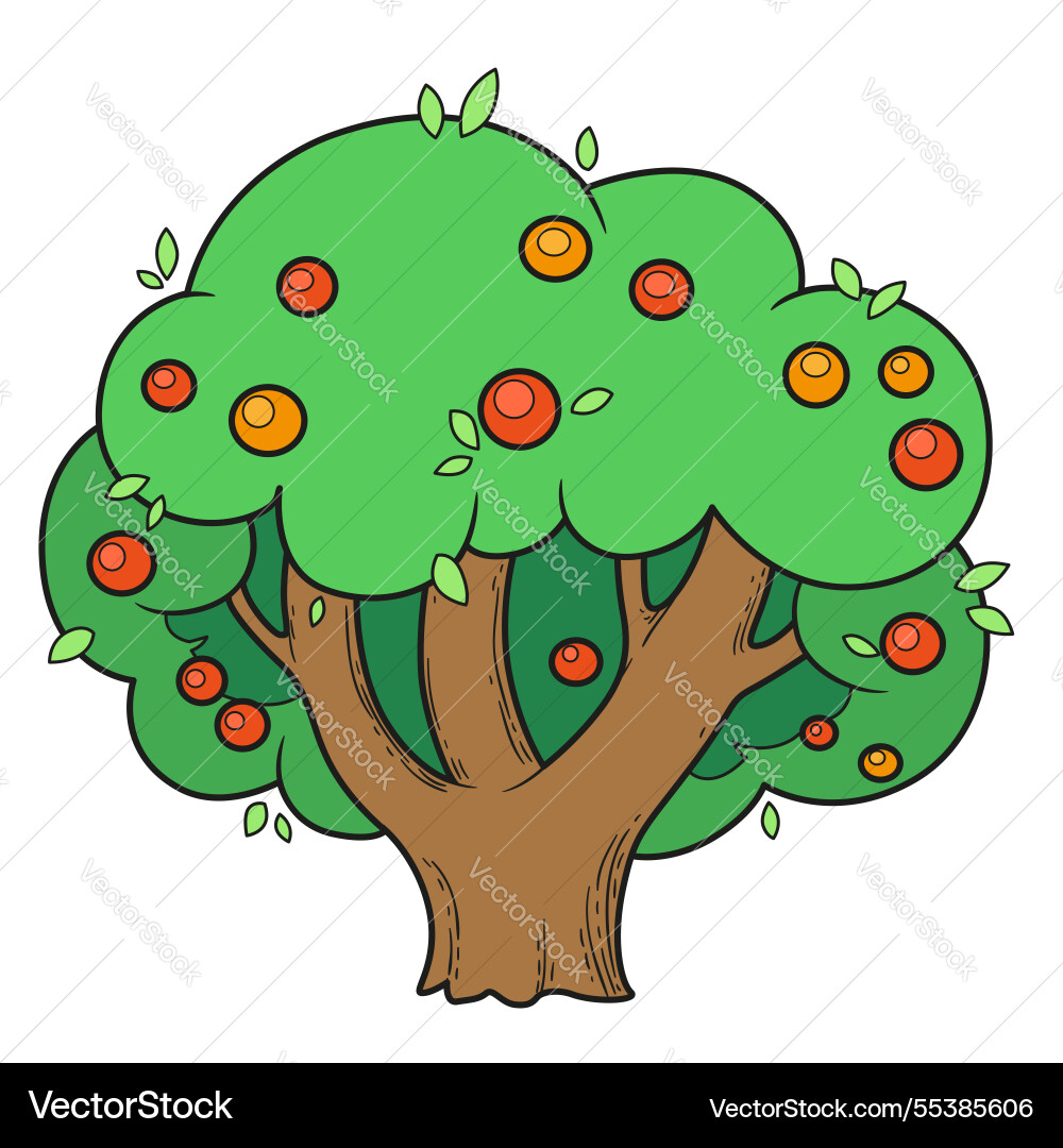 Old tree with apples in the color variation Old tree with apples in the color variation vector image