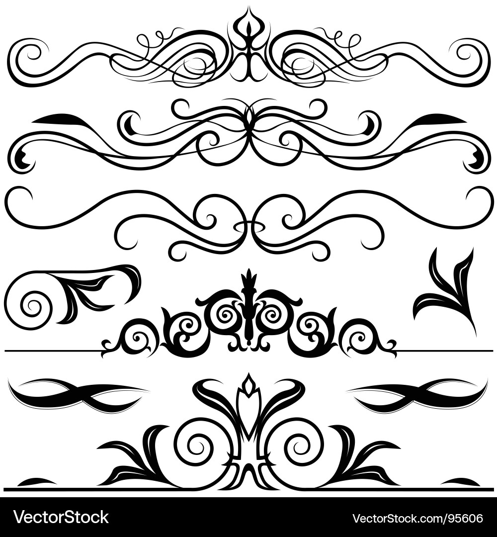 Ornate Swirls & Scrolls Vektorbild