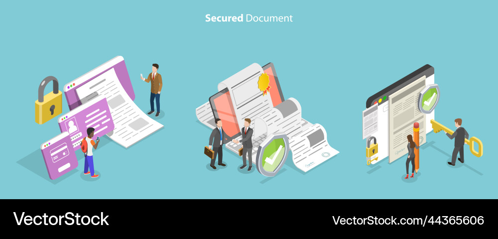 Secure Data Protection - Isometric Vector Image