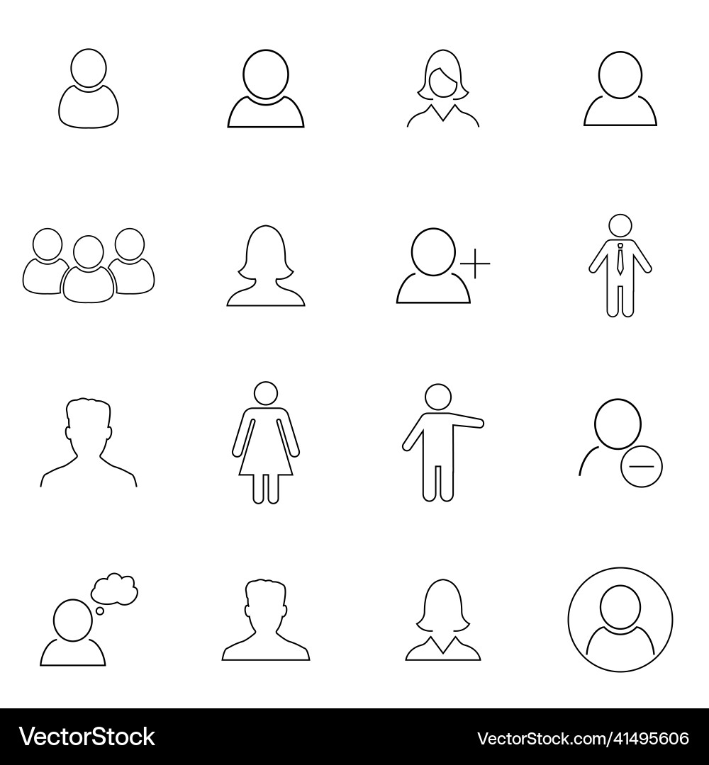 Simple set of user related outline icons elements Simple set of user related outline icons elements Vector Image