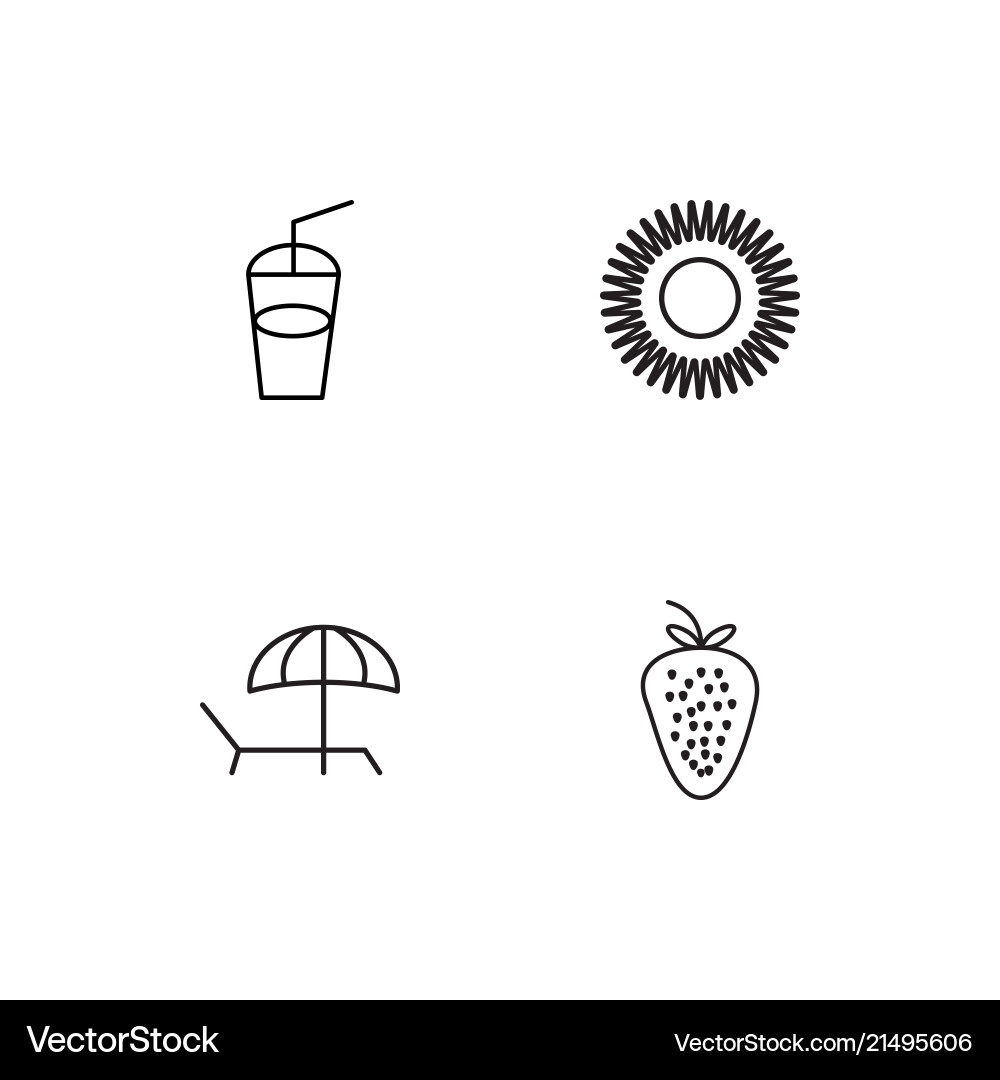 Summer linear icons set simple outline Vector Image