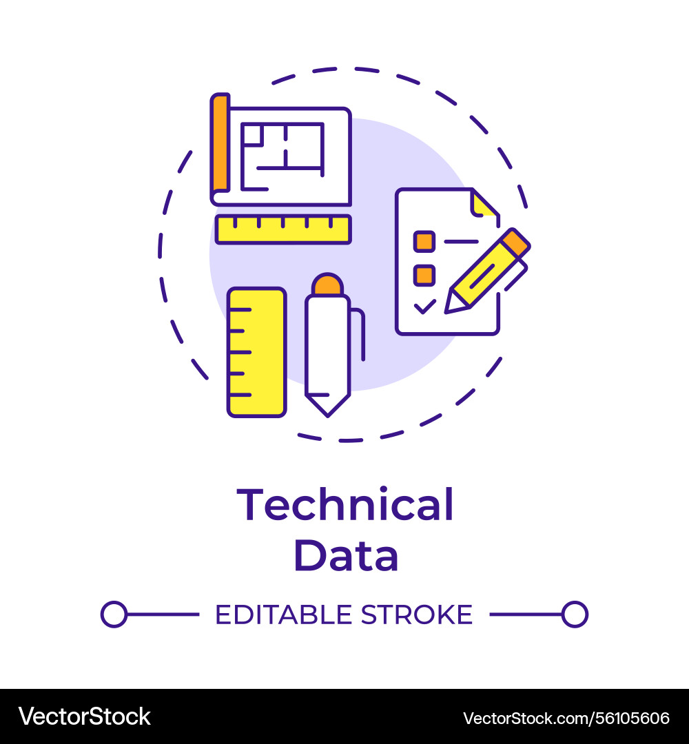 Technical data multi color concept icon Technical data multi color concept icon Vector Image