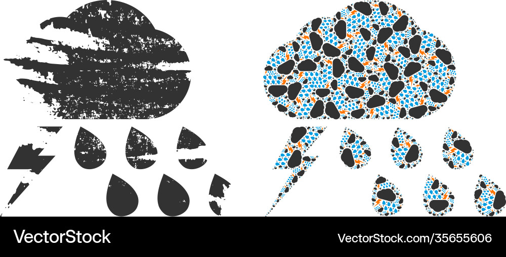 Thunderstorm weather icon recursion composition Thunderstorm weather icon recursion composition Vector Image