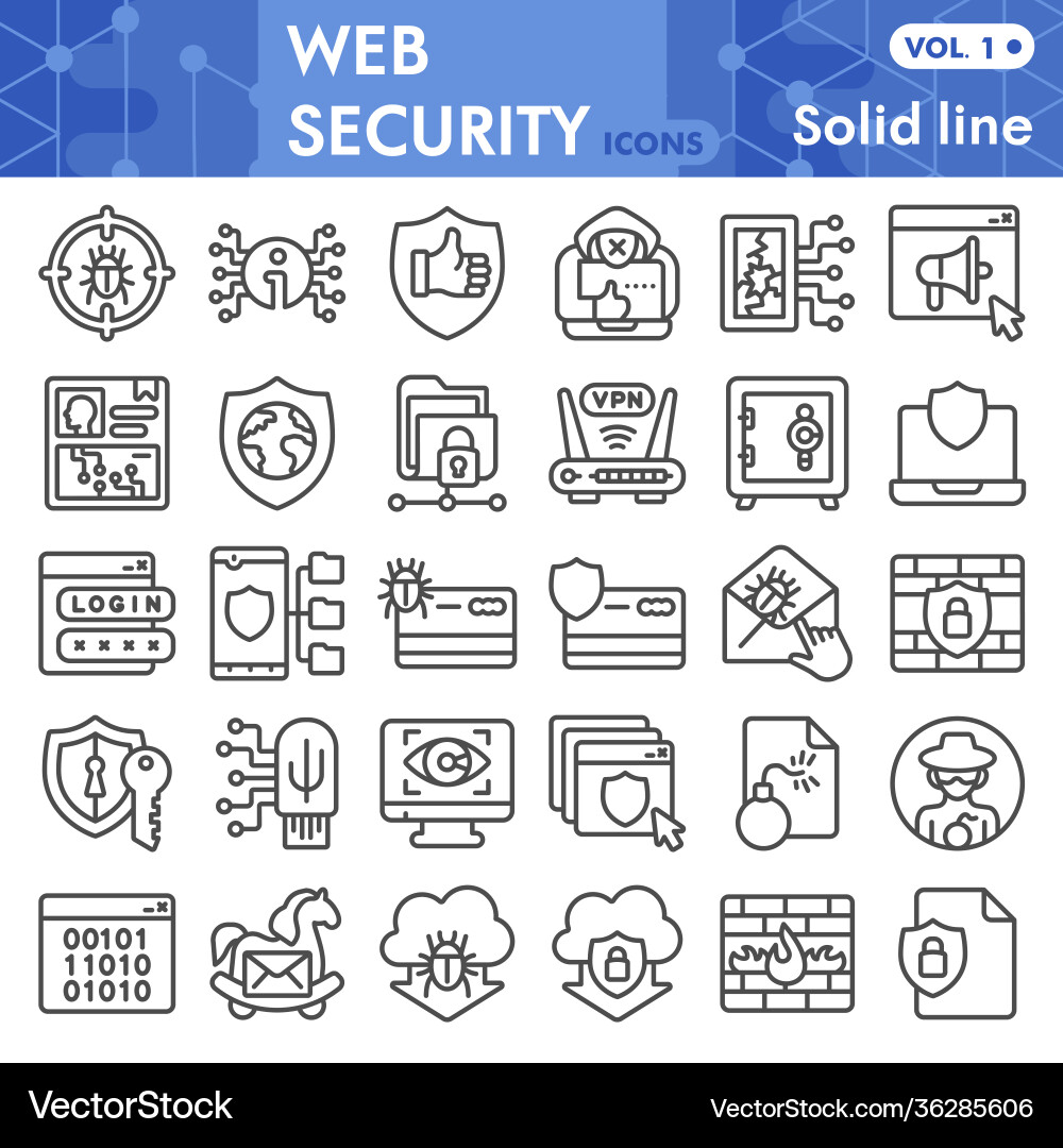 Web security line icon set data protection Web security line icon set data protection Vector Image