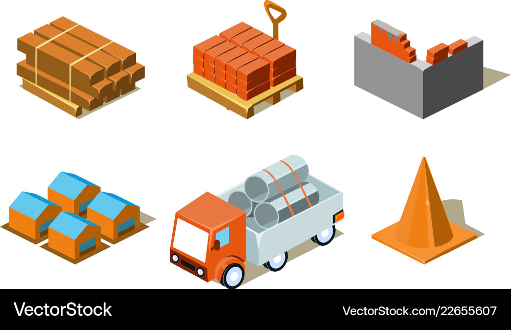 Building work process set elements for computer Vector Image
