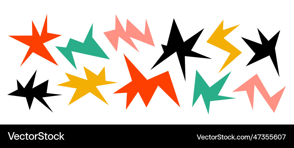 Colorful sharp irregular shapes set abstract Colorful sharp irregular shapes set abstract Vector Image