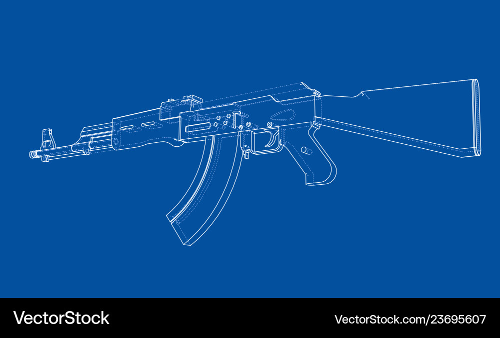 Machine gun rendering of 3d vector image
