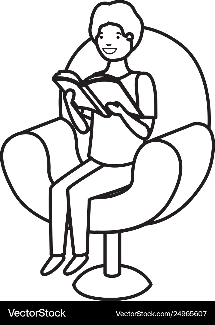 Man reading book in sofa avatar character Man reading book in sofa avatar character Vector Image