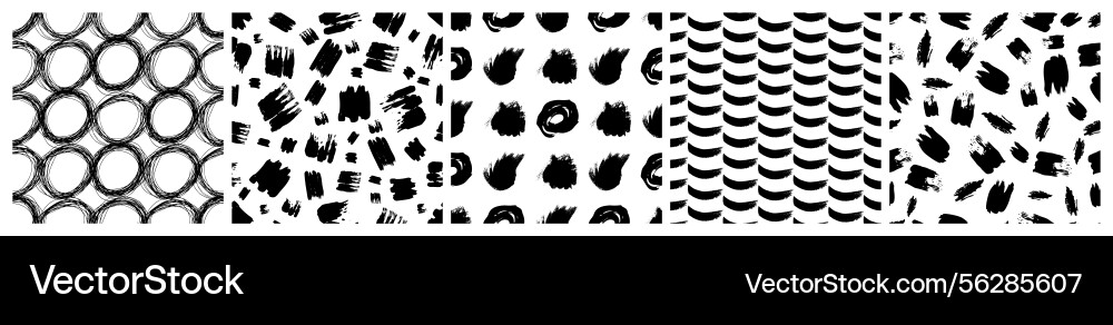 Set of seamless patterns with scribble smears vector image