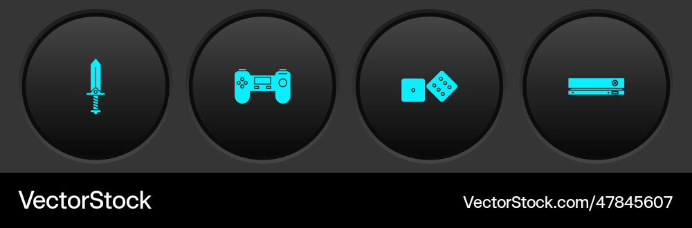 Set sword for game gamepad dice and video Vector Image