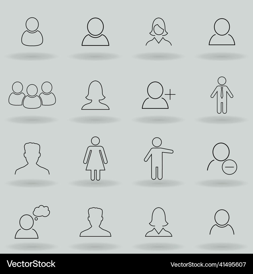 Simple set of user related outline icons elements Vector Image