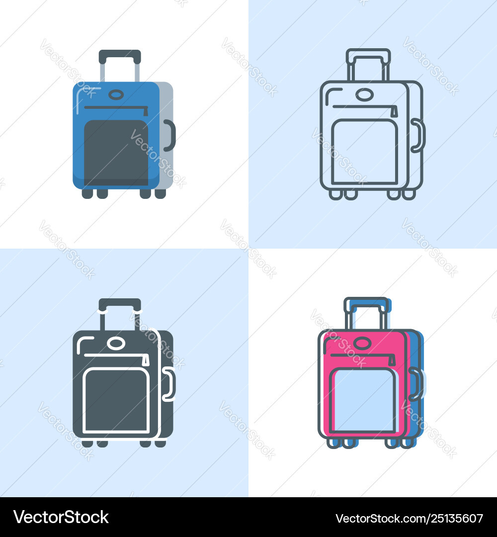 Suitcase icon set in flat and line styles Vector Image