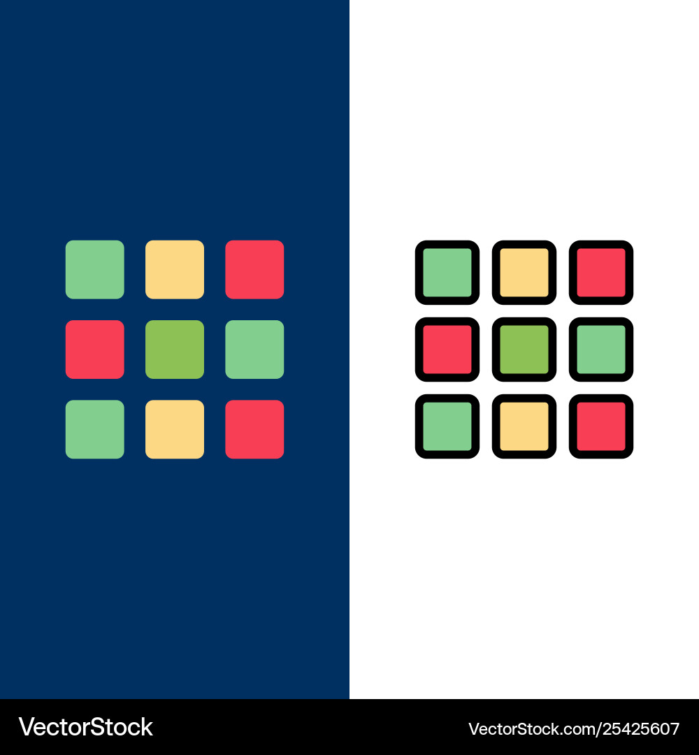 Web grid shape squares icons flat and line filled Web grid shape squares icons flat and line filled Vector Image