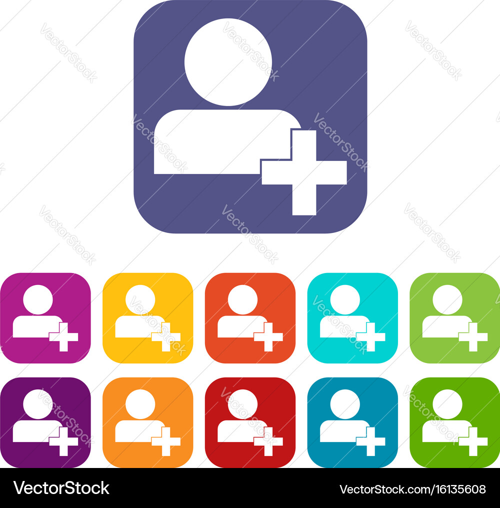 Add new user account icons set Vector Image