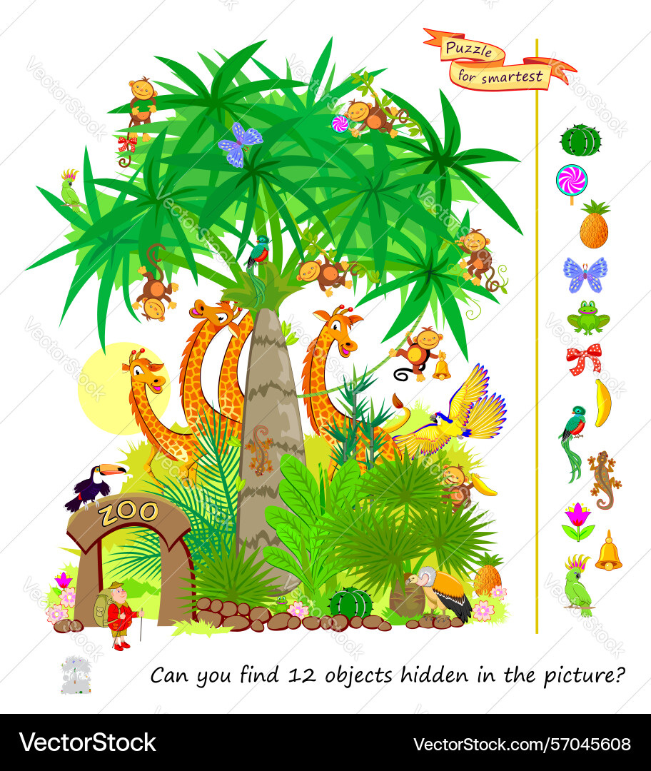 Can you find 12 objects hidden in the picture Vector Image