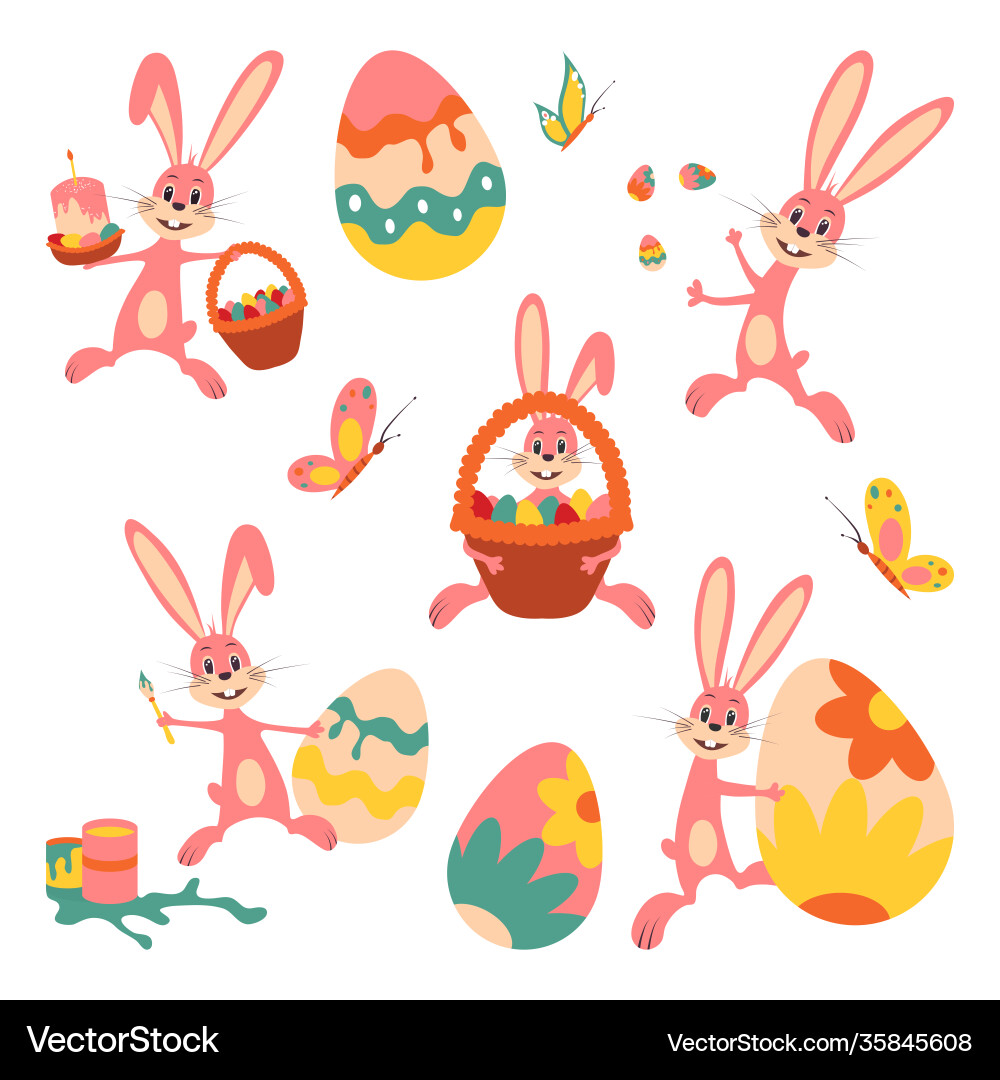 Cute Easter Bunny Celebration Vector Image