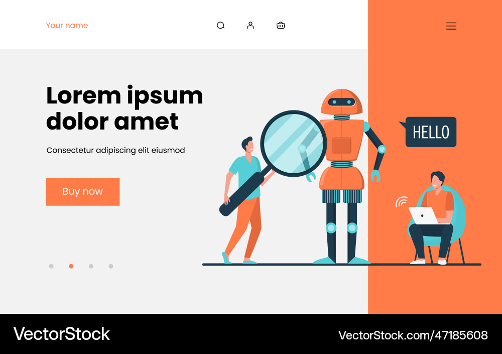 Engineers creating robot Vector Image