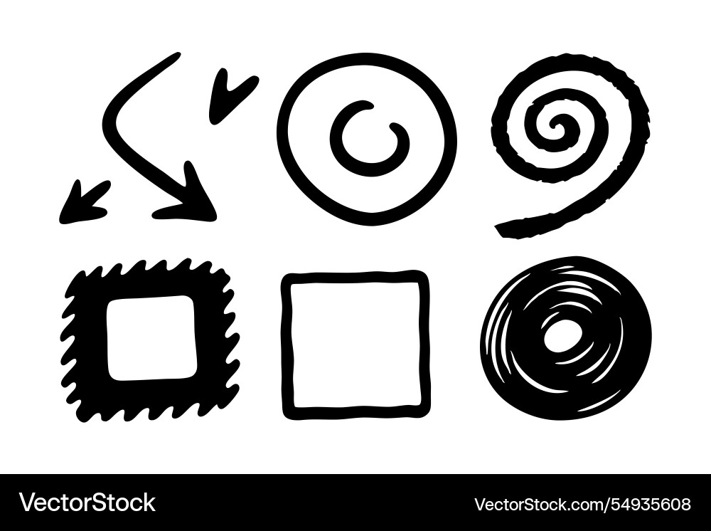 Grunge square spiral arrow element scribble line Grunge square spiral arrow element scribble line vector image