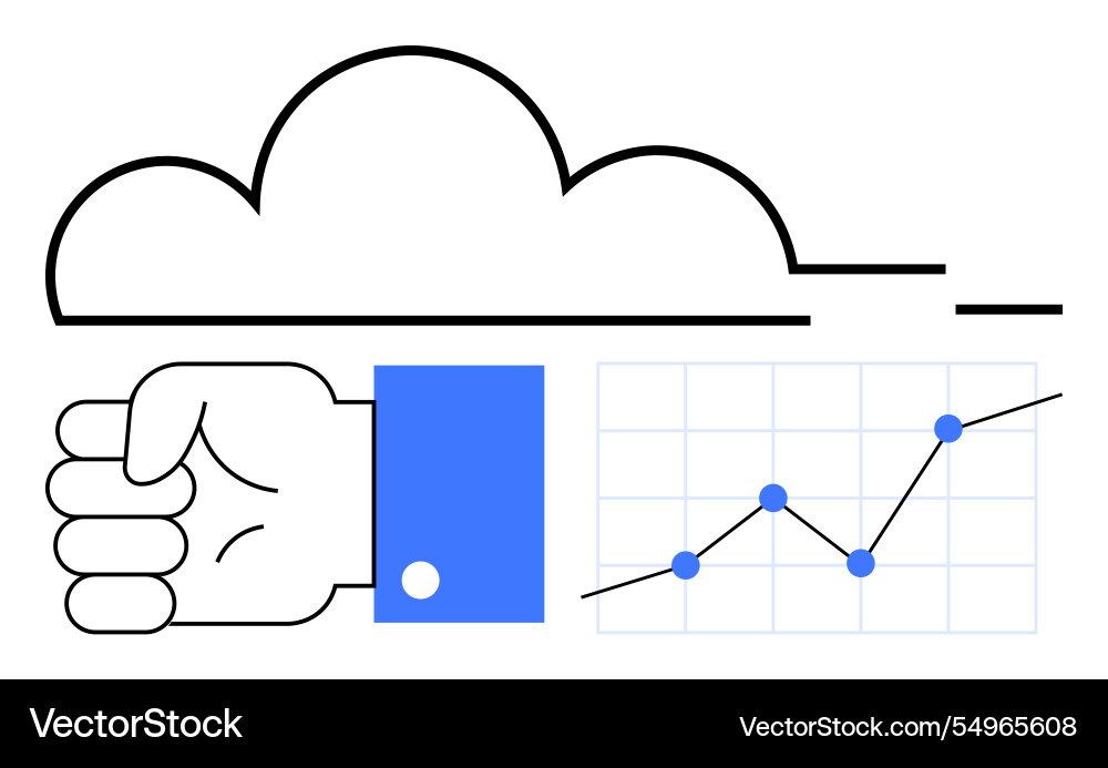 Hand symbolizing effort with cloud computing Hand symbolizing effort with cloud computing Vector Image