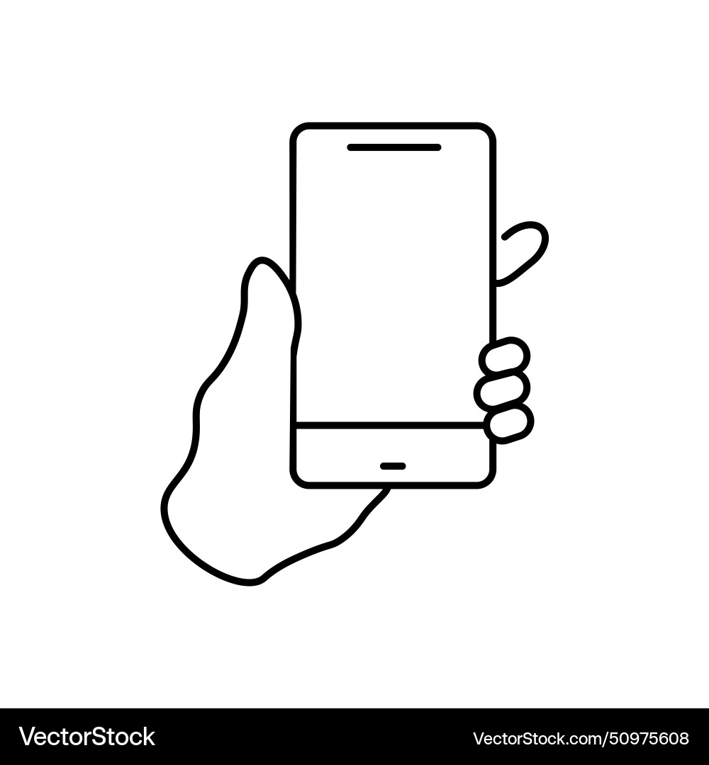 Hand touch smartphone icon in line style cursor Hand touch smartphone icon in line style cursor vector image