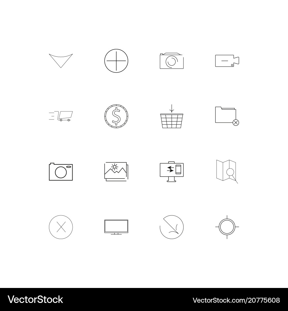 Interface linear thin icons set outlined simple Vector Image