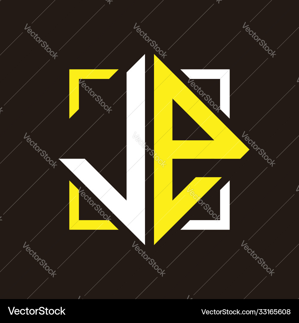 J e initials quadrangle monogram with square J e initials quadrangle monogram with square Vector Image