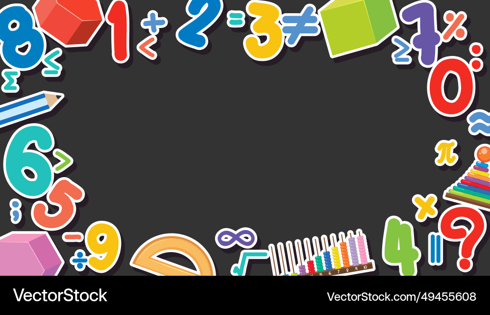 Math border on black background with number vector image
