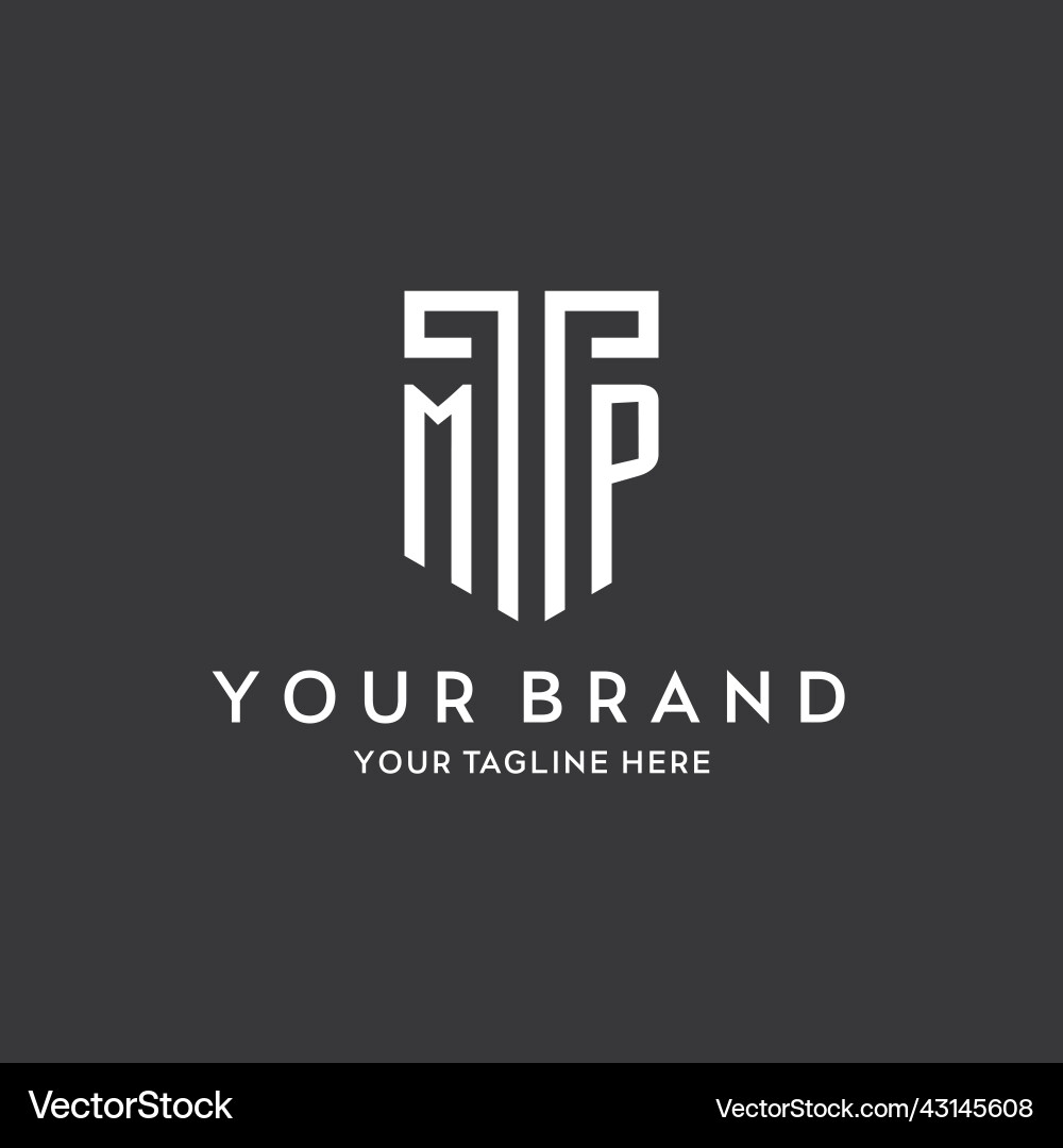 Mp monogram initial name with shield shape icon Vector Image
