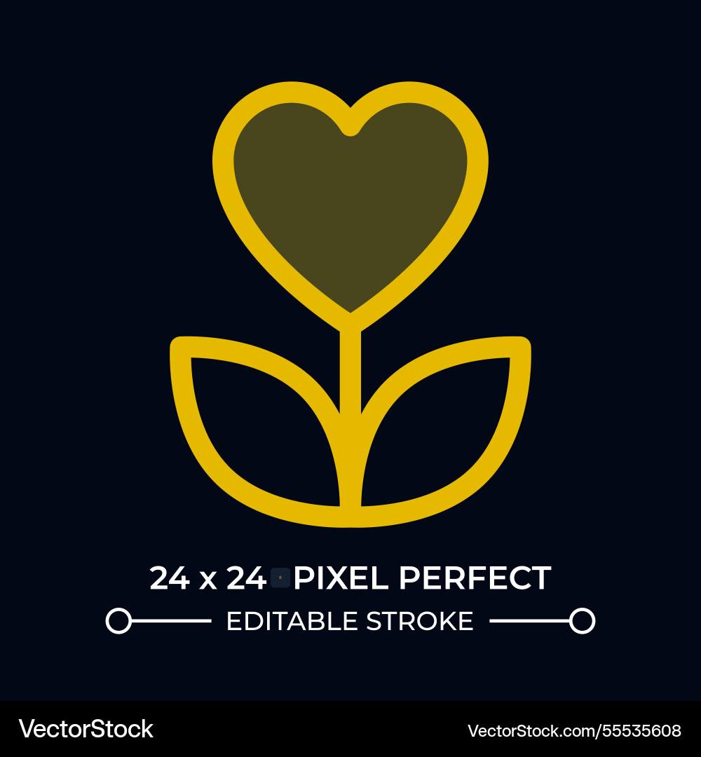 Plant with heart shaped flower dark color ui icon Vector Image