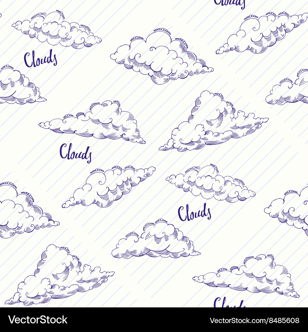 Seamless pattern with clouds sketches Vector Image