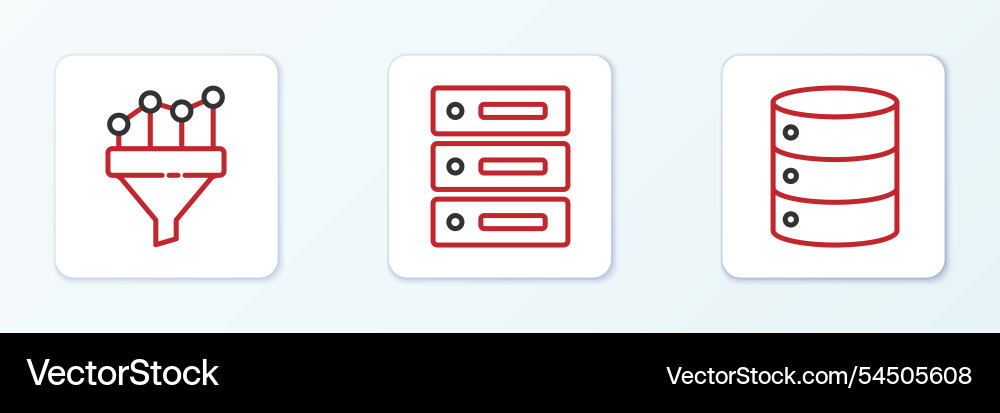 Set line server data web hosting sales funnel Set line server data web hosting sales funnel vector image