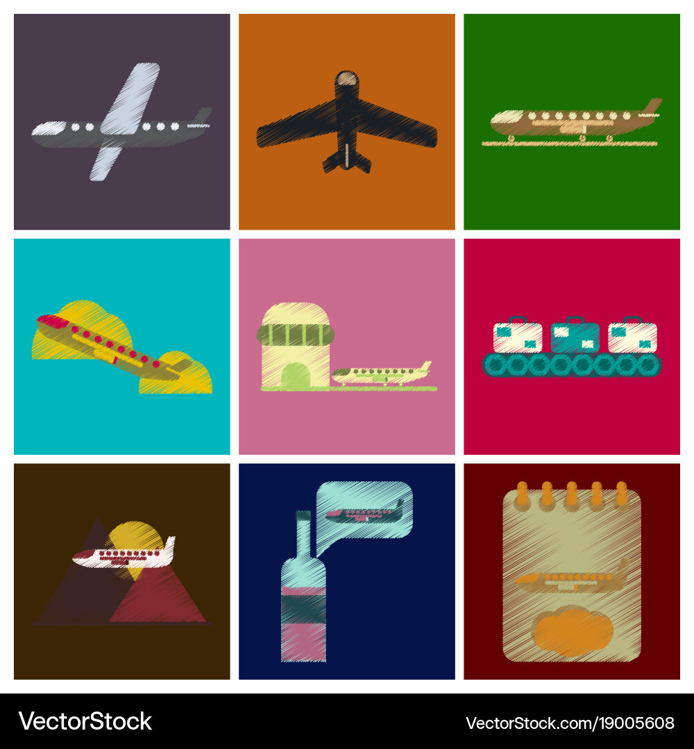 Set of flat icons in shading style planes Vector Image