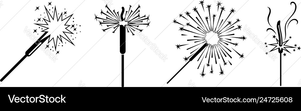 Sparkler icons set simple style Vector Image