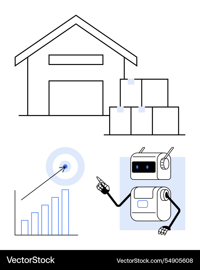 Warehouse Automatisierungskonzept mit Roboter-Bar-Diagramm Warehouse Automatisierungskonzept mit Roboter-Bar-Diagramm vektorbild